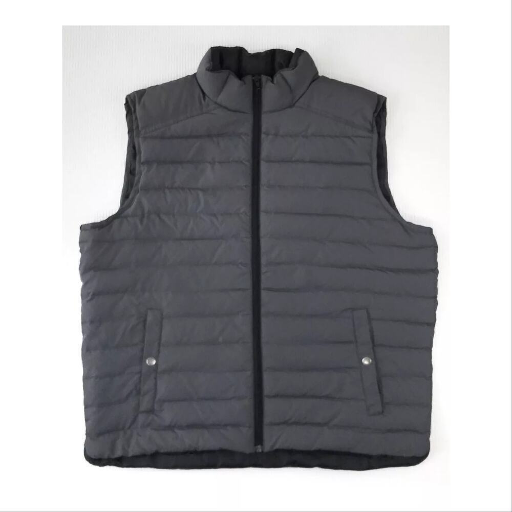 J. Crew x Authentic Outerwear Full Zip Packable Down Puffer Vest Gray Mens Large